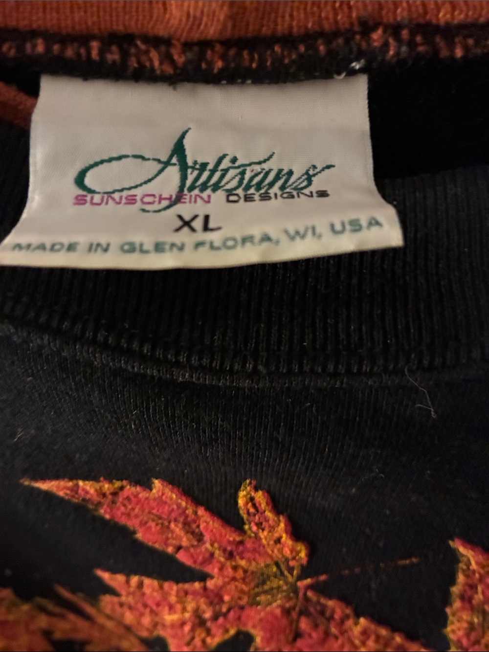 Artisans Sunschein Black Sweatshirt with Autumn Leaf Embroidery - Picture 2 of 4